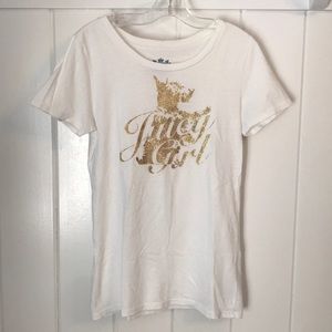 White juicy girls t shirt with gold writing
